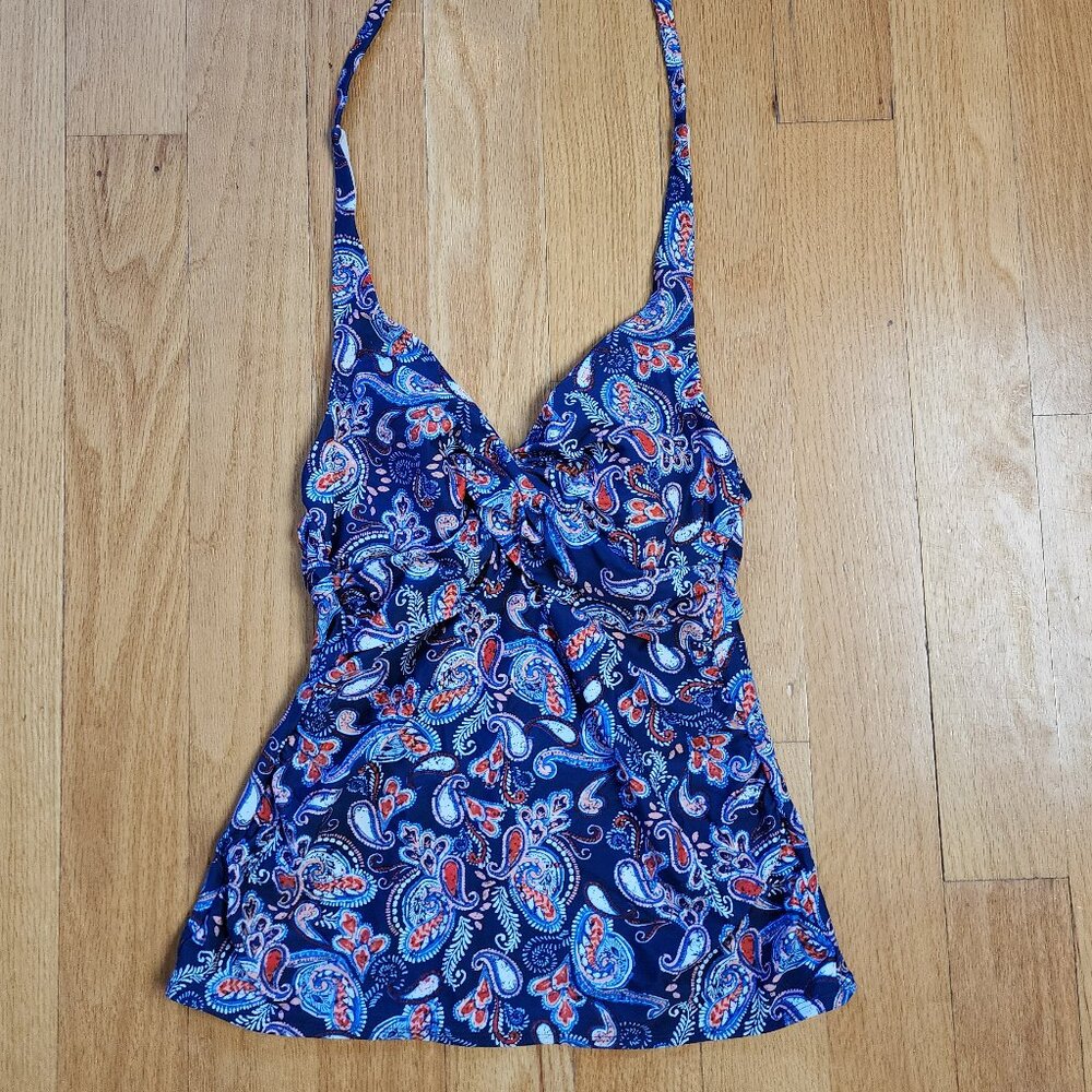 Merona Blue/Red Paisley Tankini Size Medium